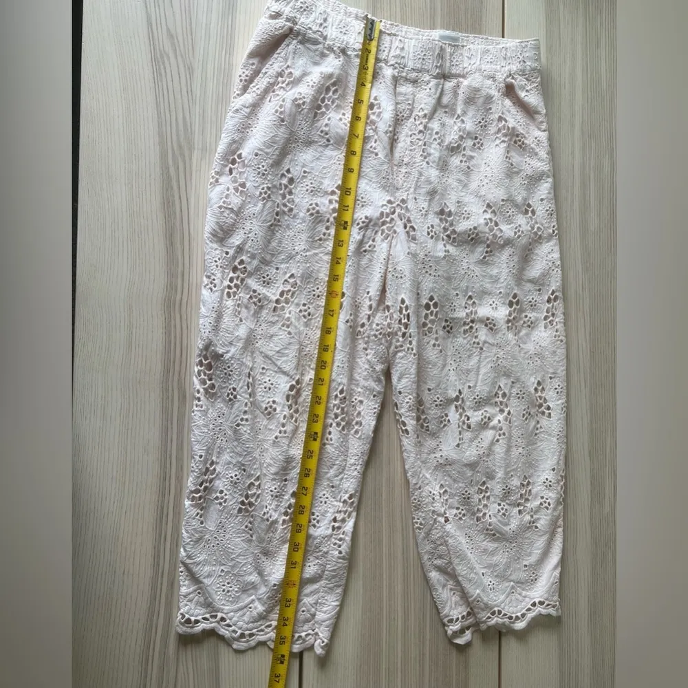H&M embroidery Cream Wide Leg Lace Pants bohemian chic women size M - Image 8