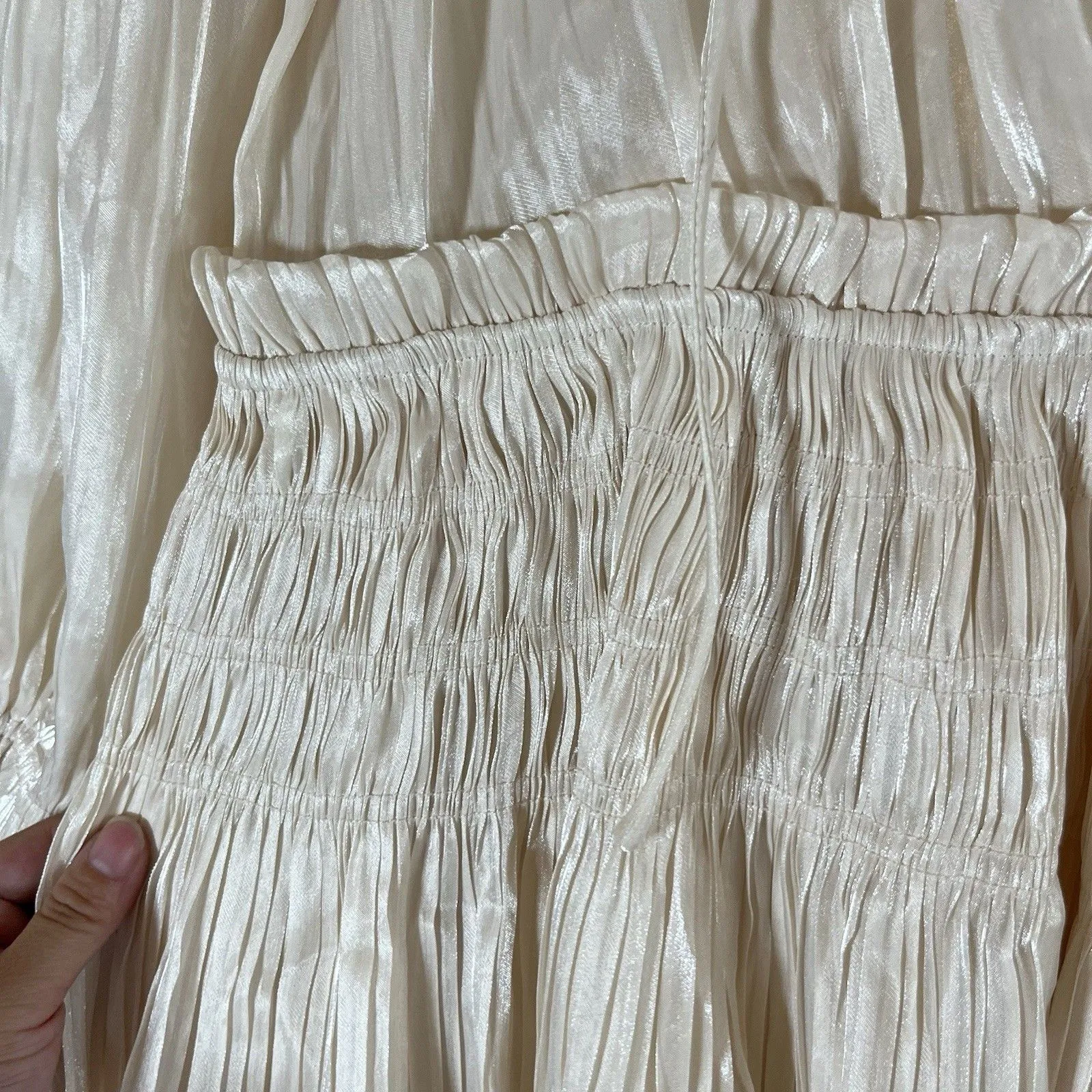 NWT Anthropologie Current Air Pleated Mini Tiered Dress Tropical Sz XS Ivory - Image 8