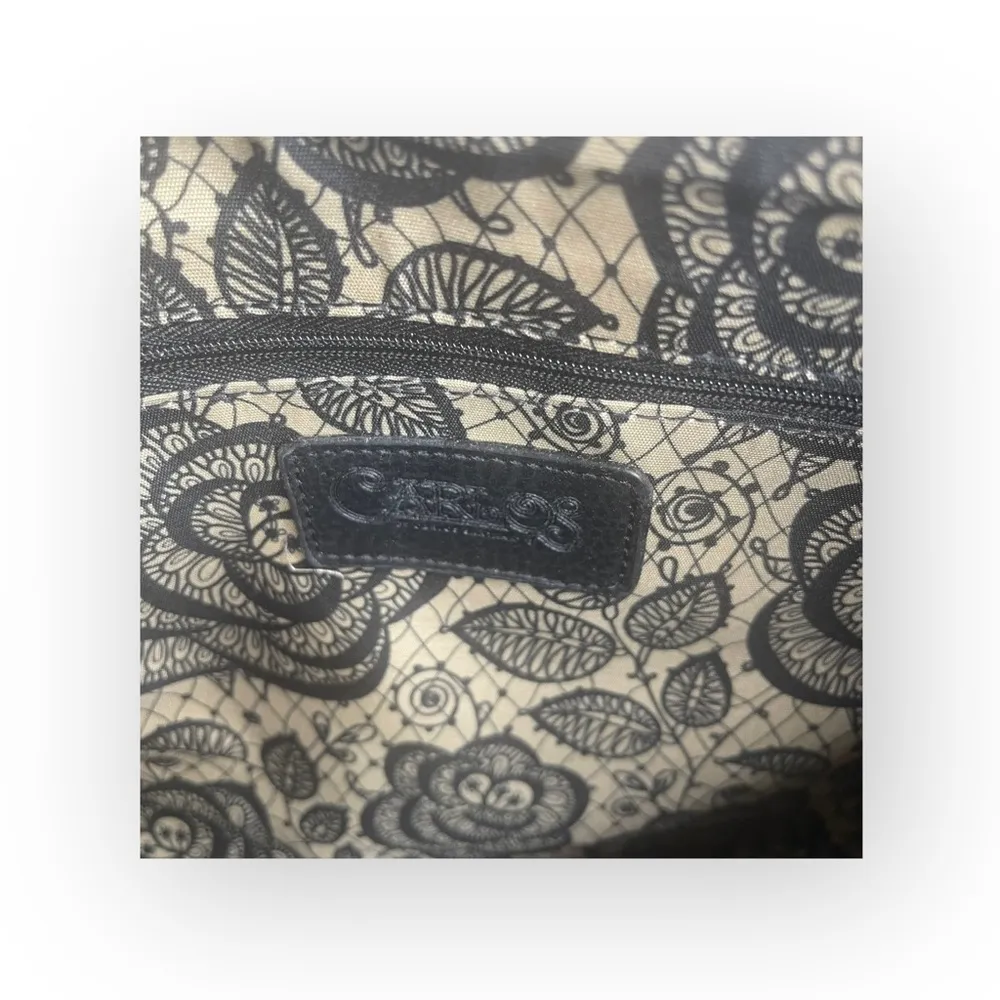 new Carlos Santana š’€Vegan Leather Faux Fur Pom Pom Clutch Handbag Bag š’€Black - Image 11