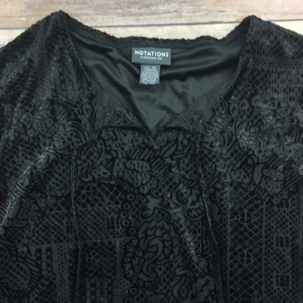 BLACK VELVET RUFFLE LONG SLEEVE BLOUSE - Image 4