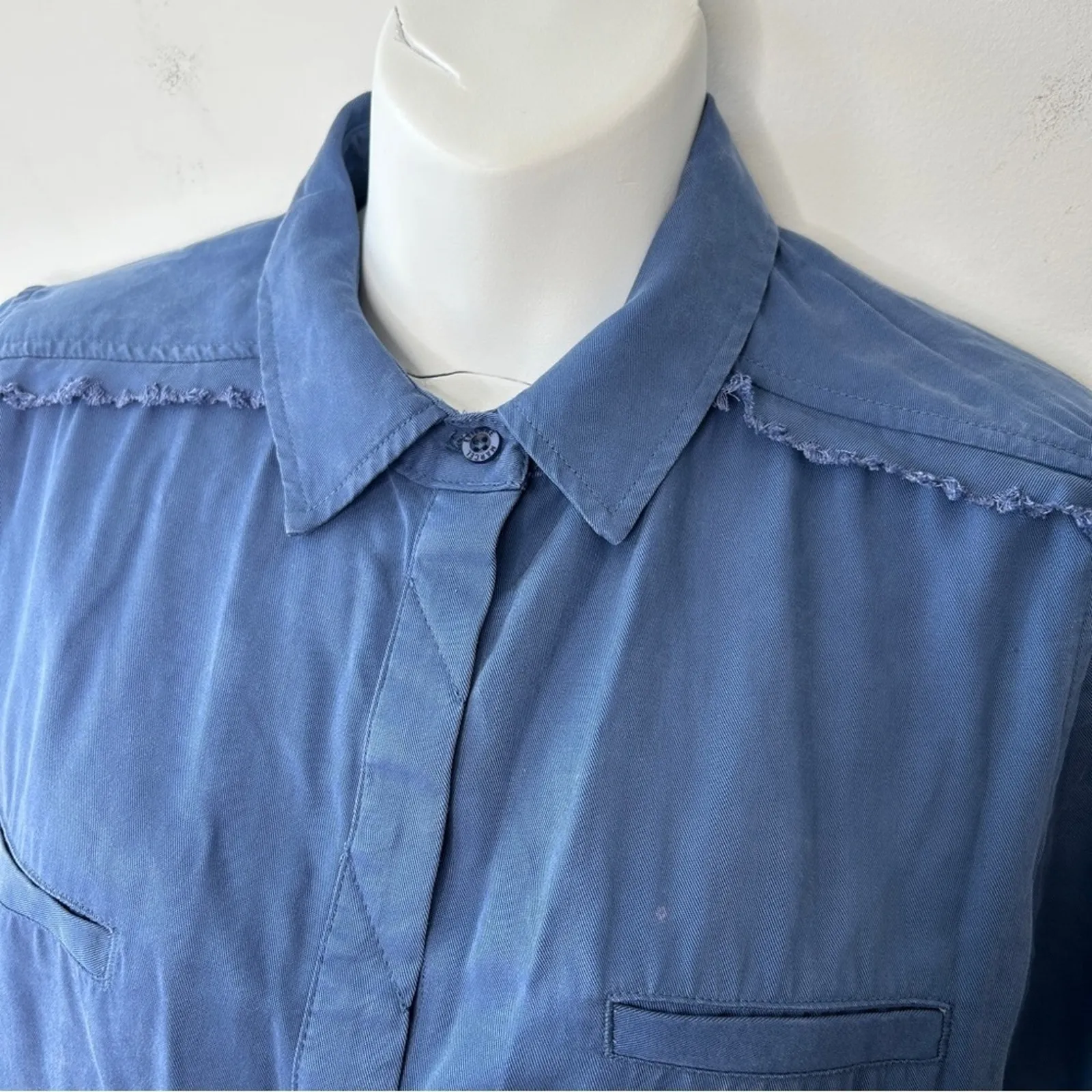 ETIENNE MARCEL Shirtdress Womens Size Small Utility French Girl Minimalist Chic Blue - Image 6