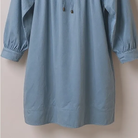 Tuckernuck‎ Pomander Place Robbie Blue Tie Front Mini Dress XS Coastal Resort - Image 7