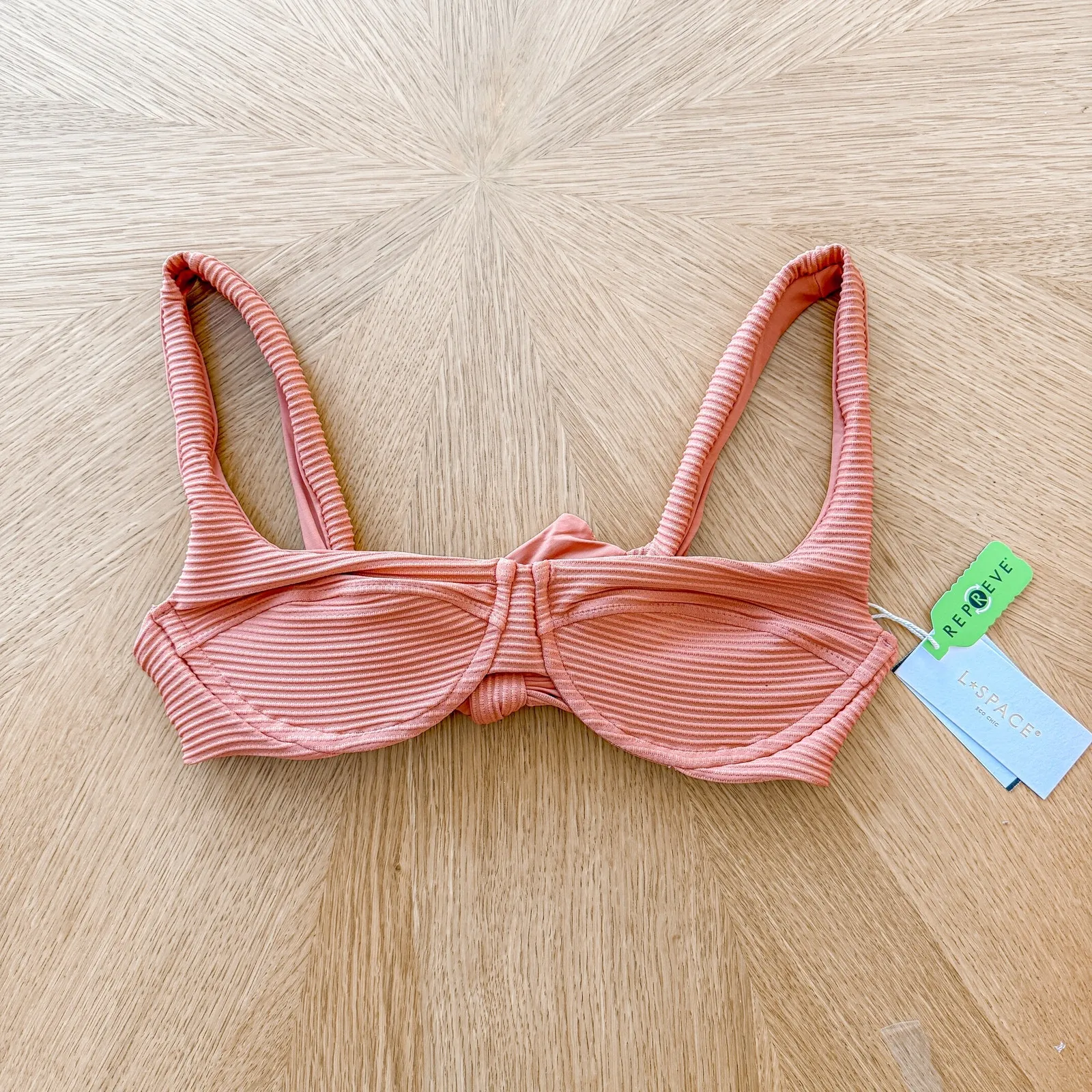 L Space Bikini Top Womens Lg Nikita Sienna Ribbed Eco Chic Repreve Boho Summer Orange - Image 3