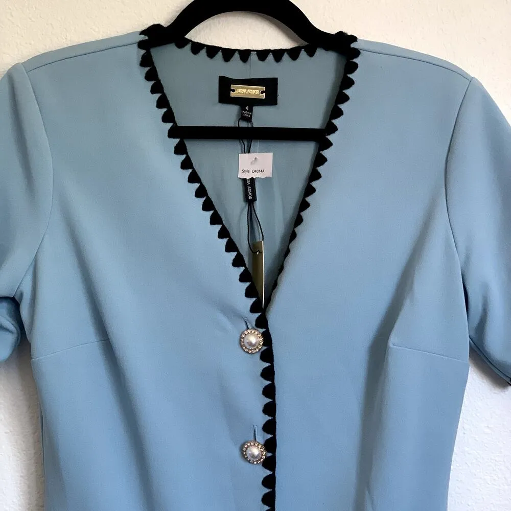 NWT Alexia Admor Jaiya Short Sleeve Button Front Dress in Halogen Blue - Image 5