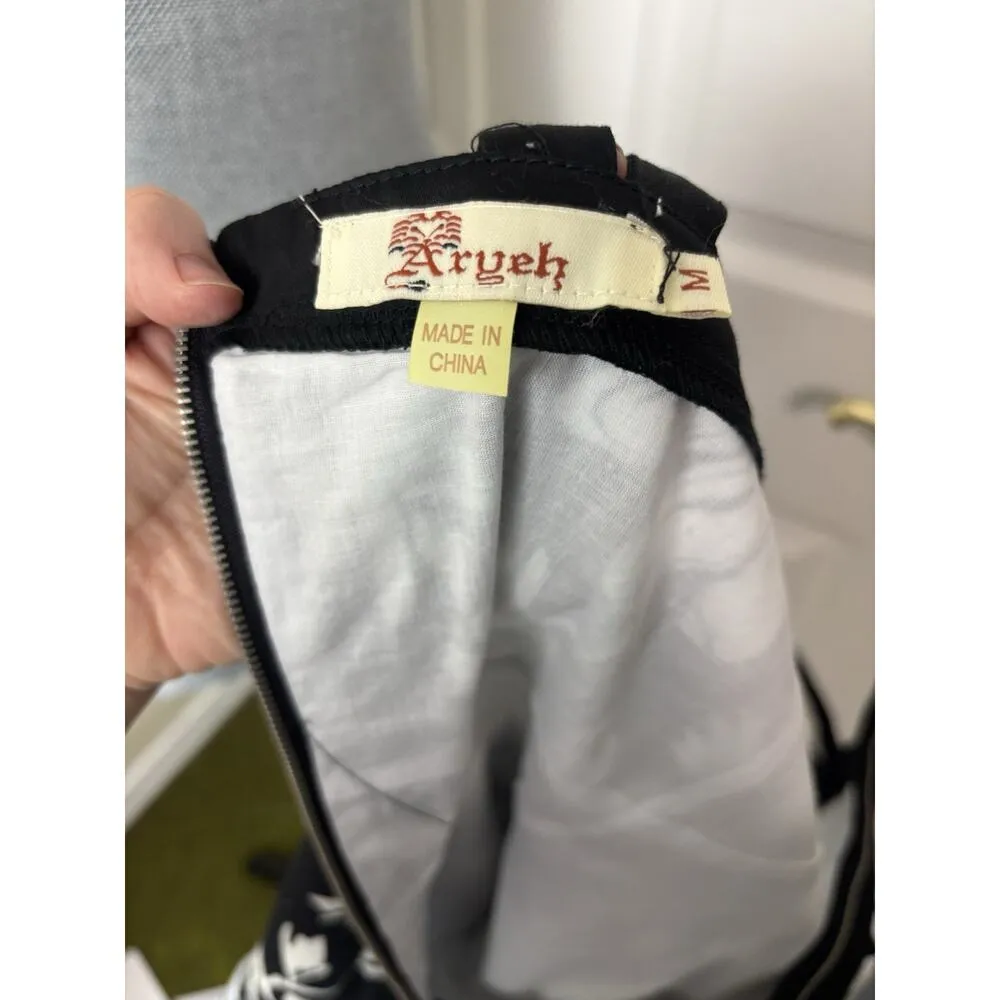 Black & White Floral Baby Doll Mini Sleeveless Dress Size Med Wedding Guest - Image 5