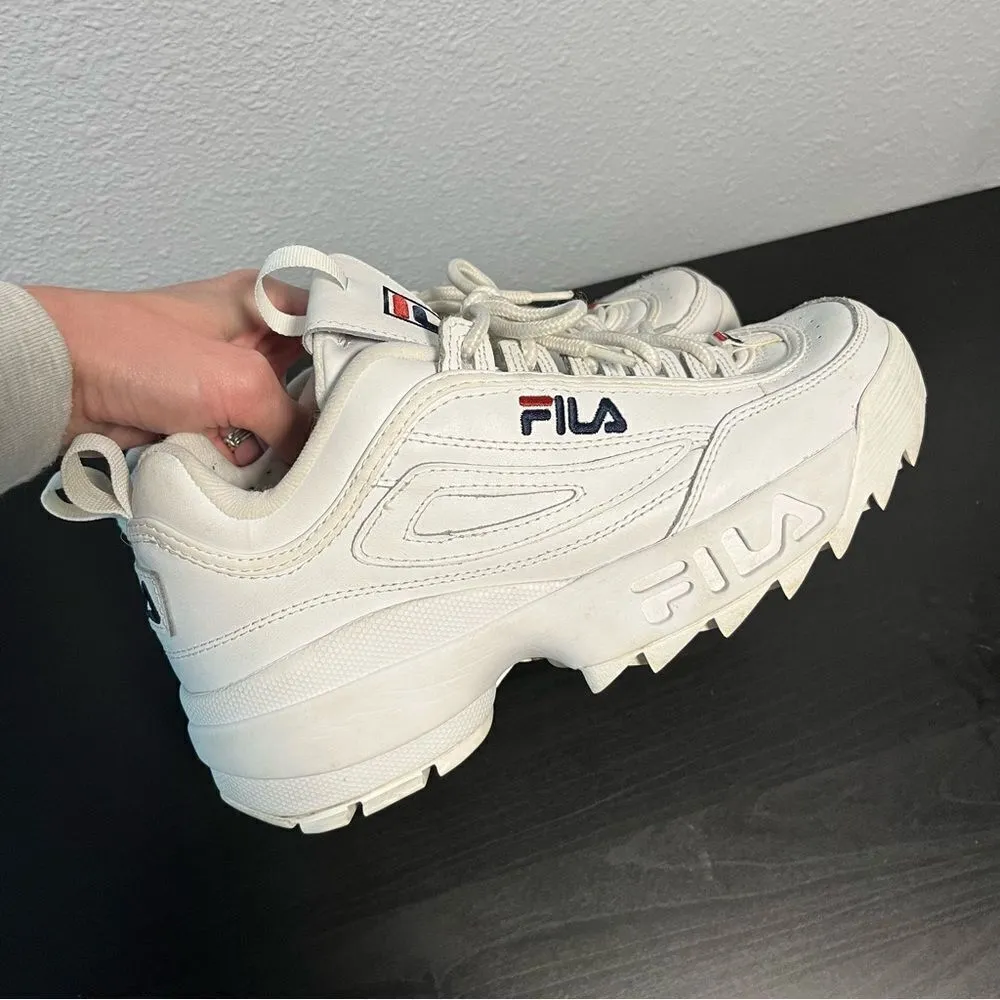 ICONIC Fila Disruptor 2.0 White Leather Chunky Lace Sneaker - Image 4