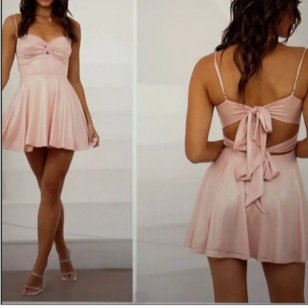 Lucy in the Sky Dress Pink Large Shimmer Sleeveless Tie Back Mini Homecoming - Image 2