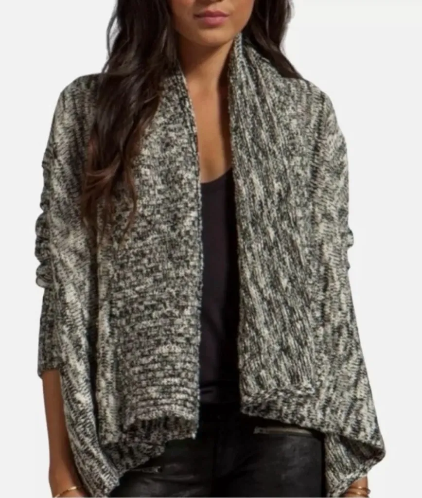 Michael Stars Cascading Shawl Open Front Cardigan Black Marled Size XS/S - Image 1
