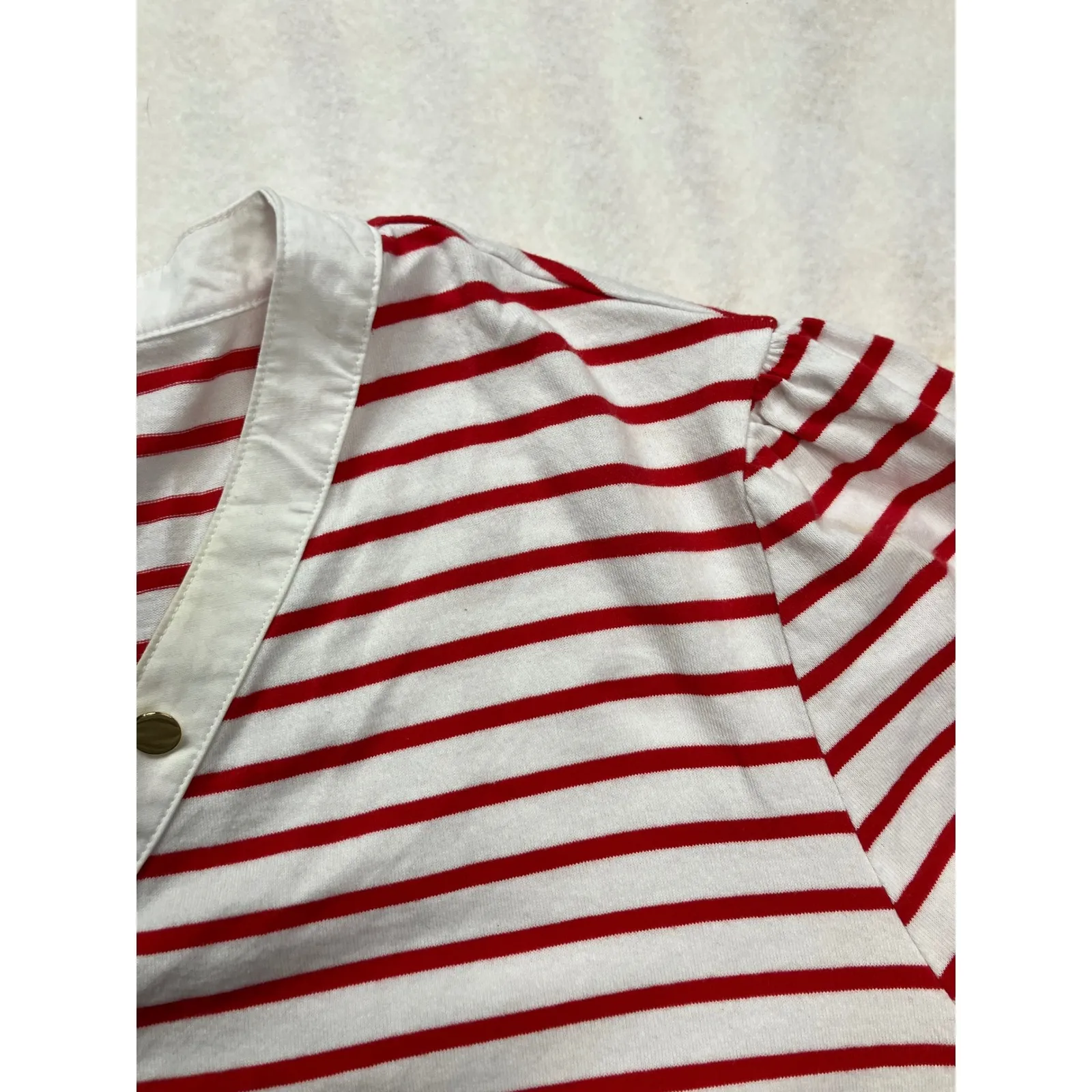 Draper James Striped V Neck T Shirt Women Plus Size 3X Red White Short Sleeve - Image 6