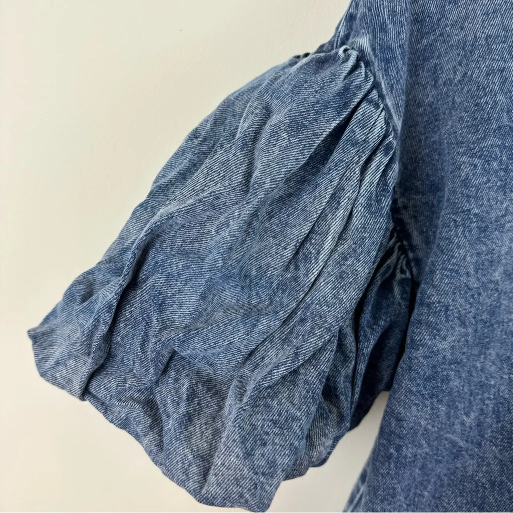 Future Collective Denim Puff Sleeve Button - Image 3