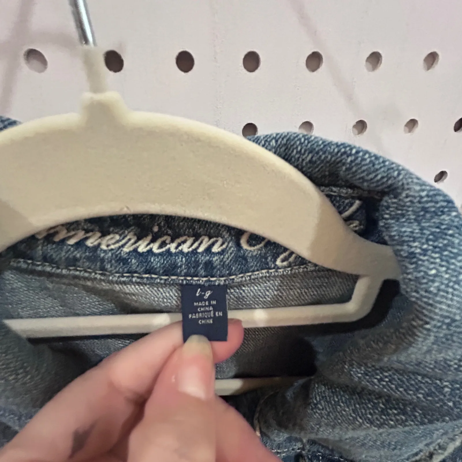 American Eagle Outfitters Denim Jacket Distressed Blue Size L - Image 3