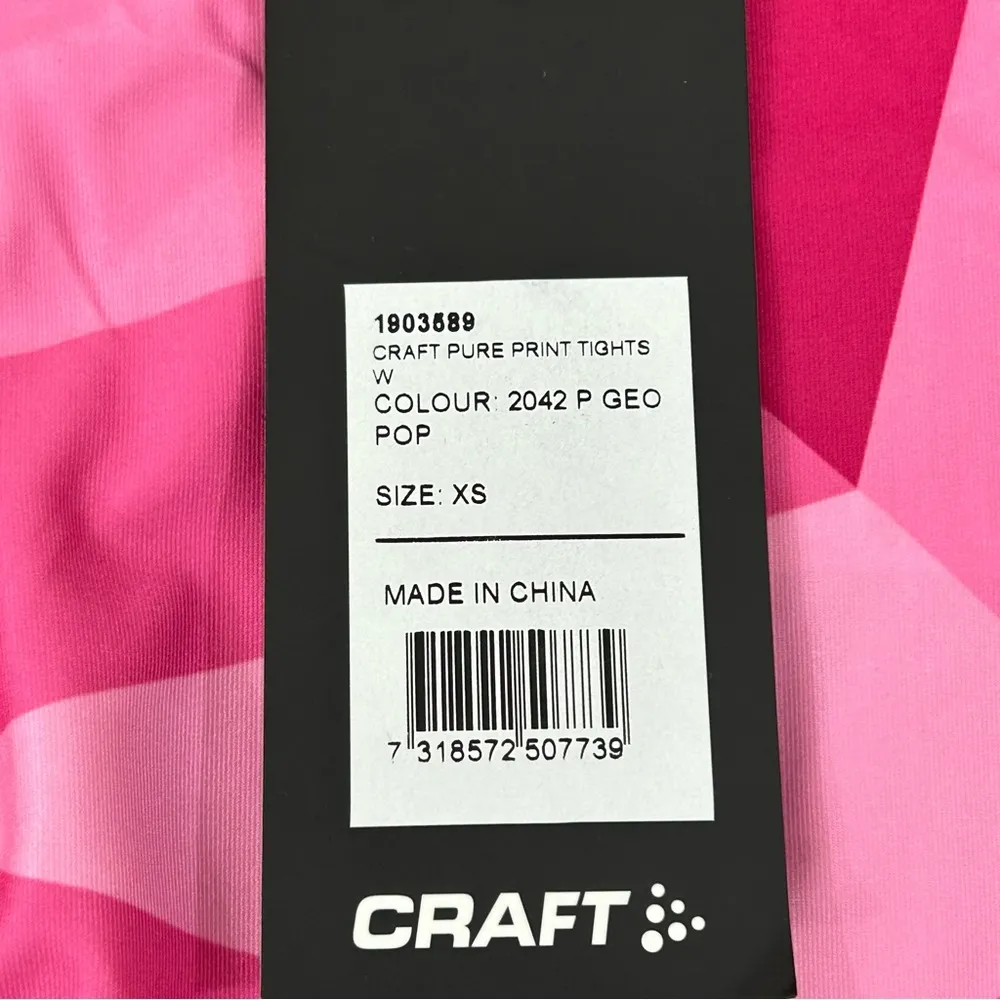Craft Pure Print Tights Pink Geo Pop Running Workout Gym Ski Leggings Women's XS - Image 6