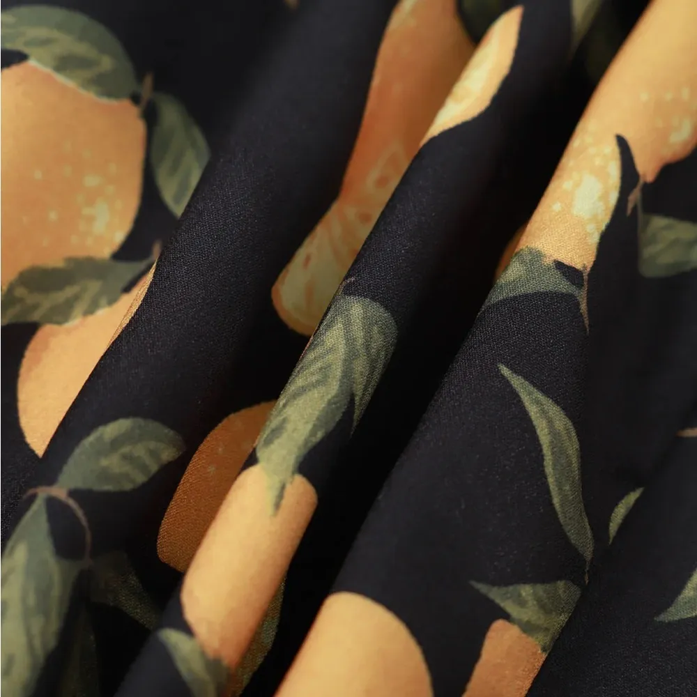 RIHOAS The Black Sweetheart Neck Lemon Midi Dress Orange - Image 8