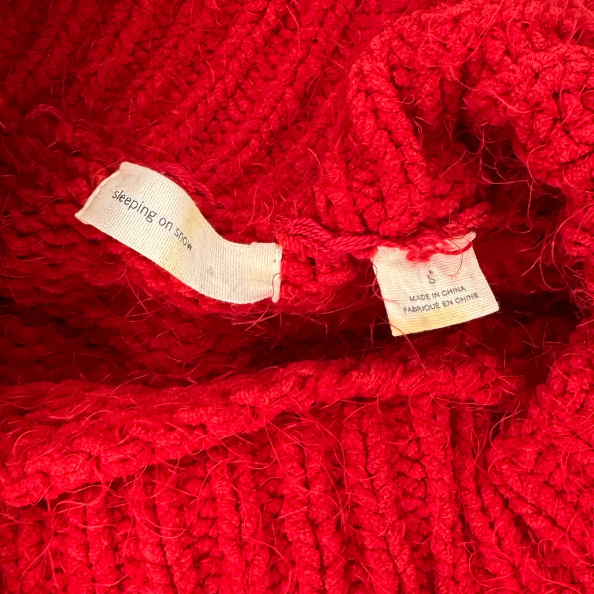 Sleeping on Snow Anthropologie Womens Turtleneck Chunky Red Knit Sweater Small - Image 4