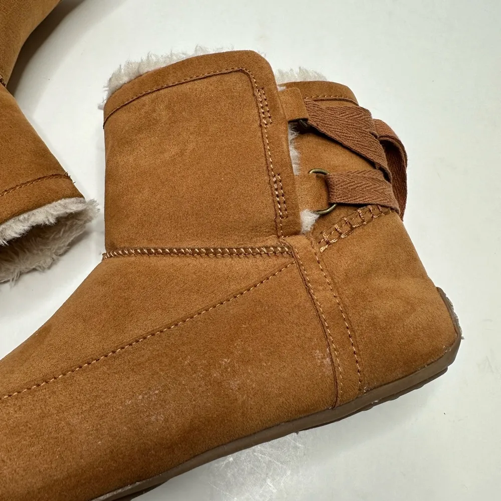 Lucky Brand Accalie Faux Fur Sherpa Lined Booties in Cognac Size 8 - Image 10
