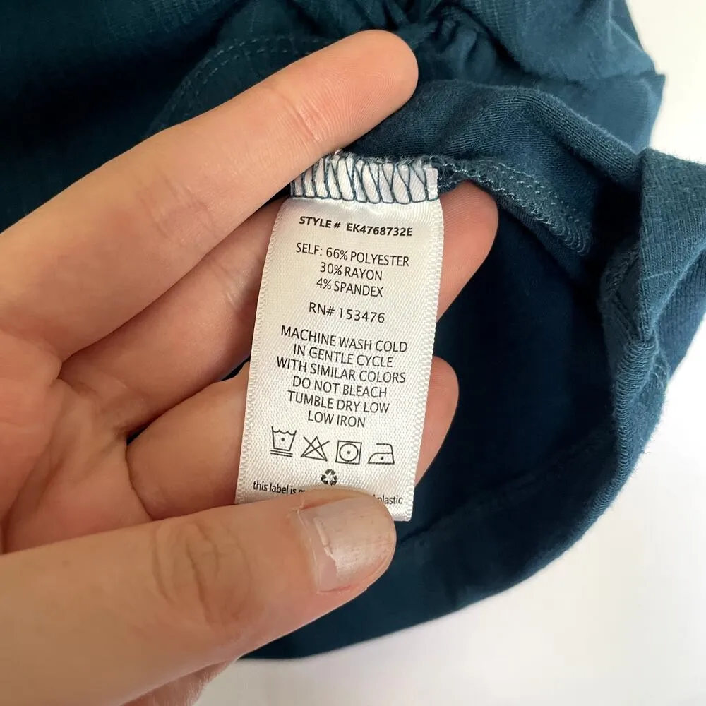 Evereve teal blue green women's size small t-shirt knot detail v-neck summer - Image 5