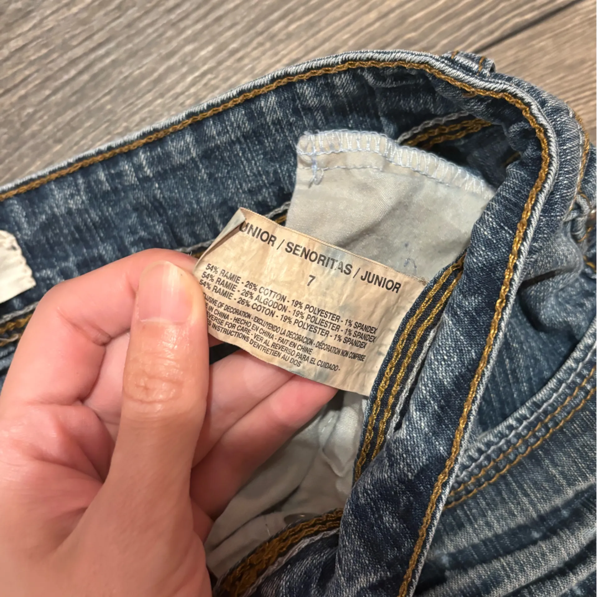 Studded Blue Denim Shorts, size 7 - Image 3