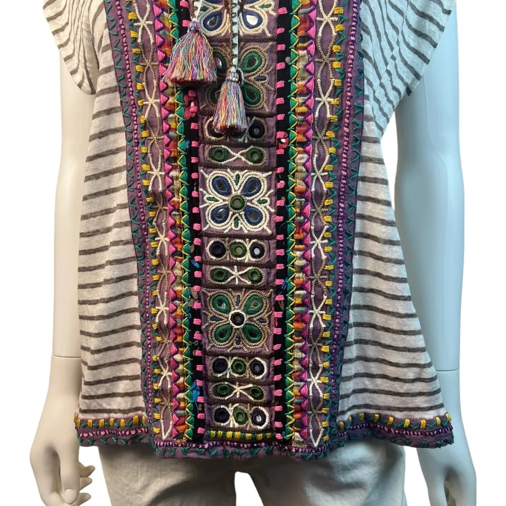 Calypso St. Barth Embroidered Linen Blouse Top - Image 6