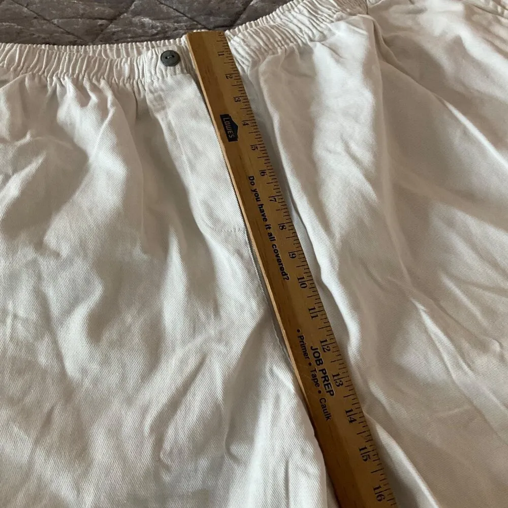 Woman Within White Cotton Elastic Waist denim Shorts Size 34W plus pockets Jean - Image 5