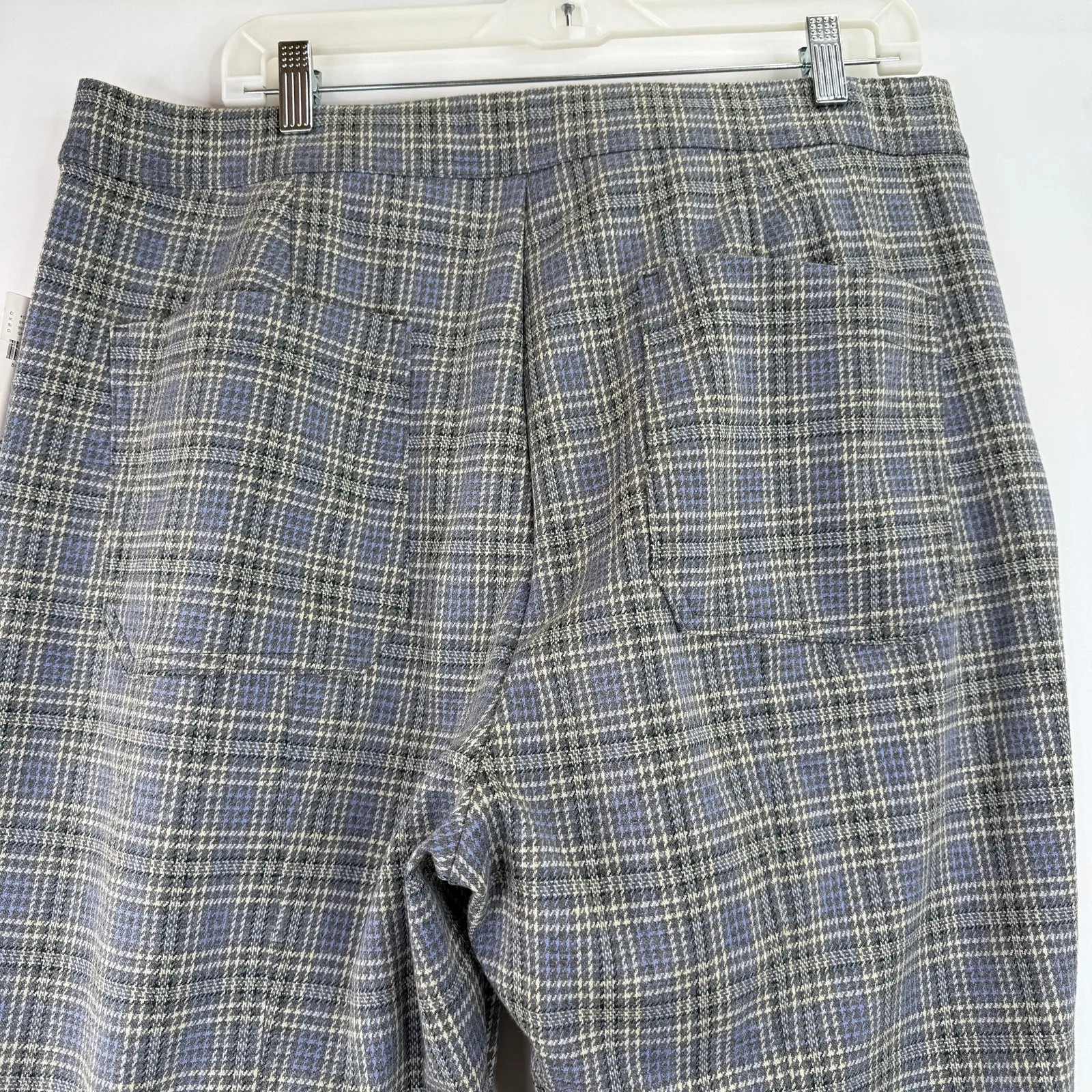 Anthropologie Grey & Blue Women's High Rise Flare Plaid Pants Size XL NWT - Image 3