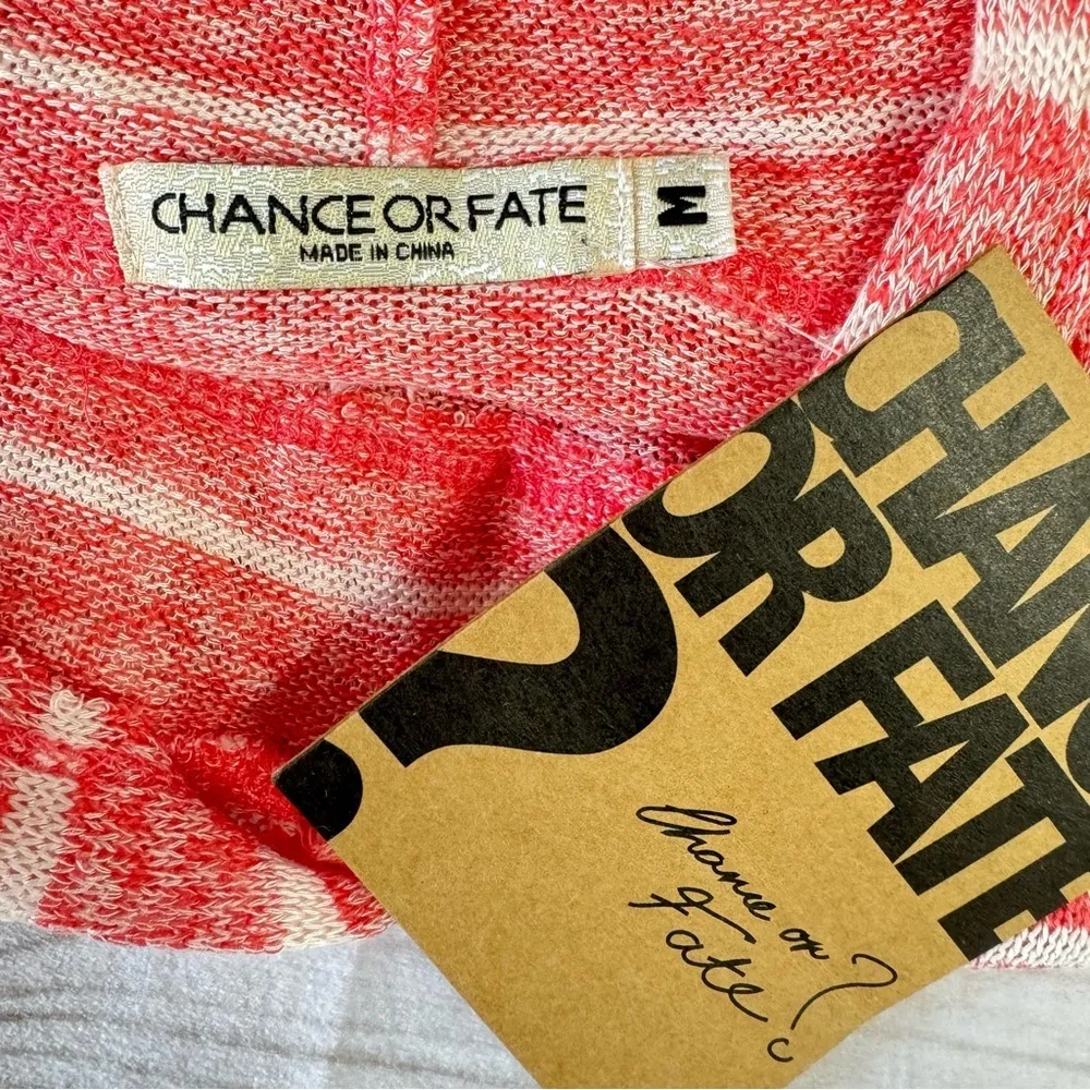 Melon & Cream Striped with Ivory Lace Hooded Slim Fit Sweater by Chance or Fate - Image 6