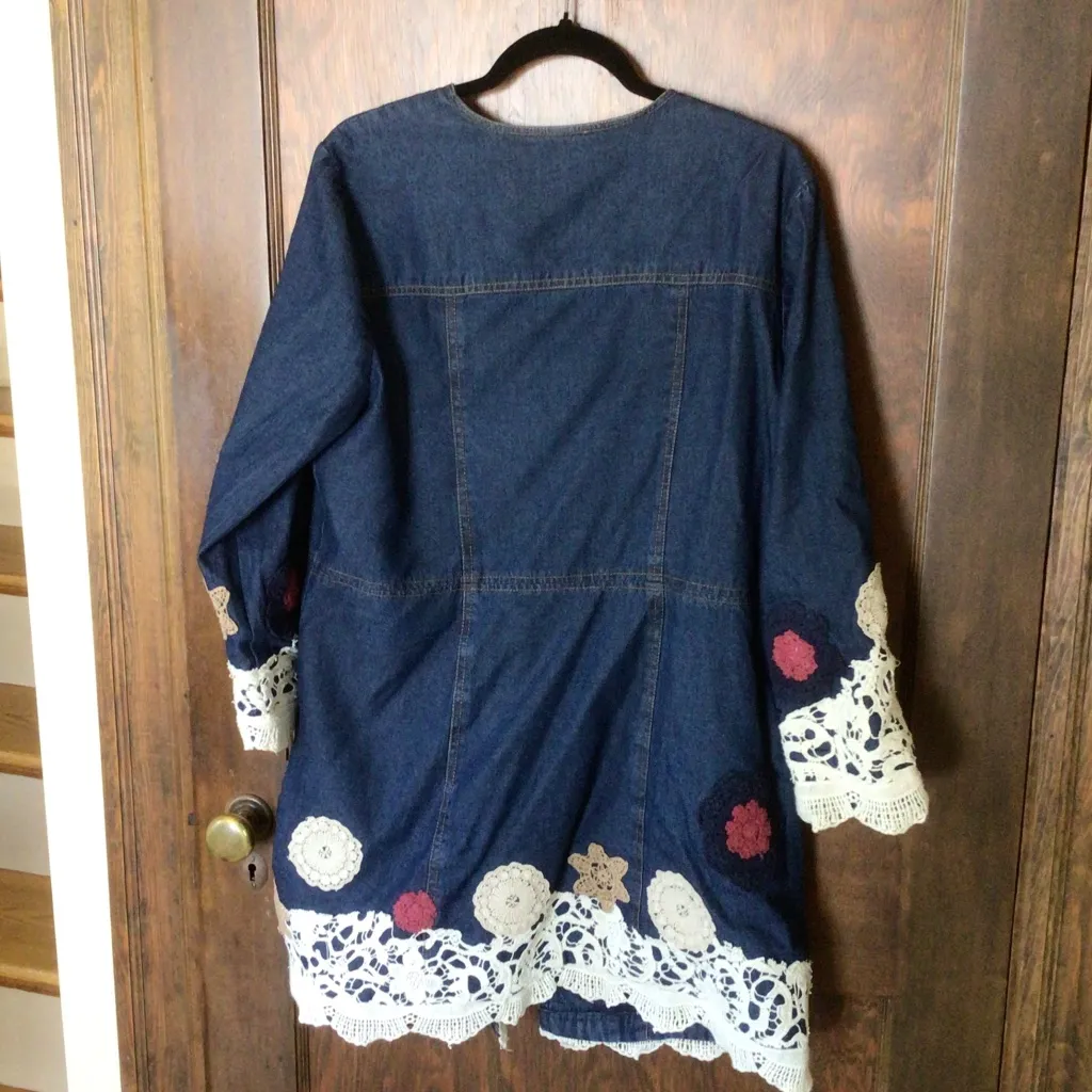 Chadwick’s of Boston Collectibles Lace Detail Denim Jacket sz large - Image 5