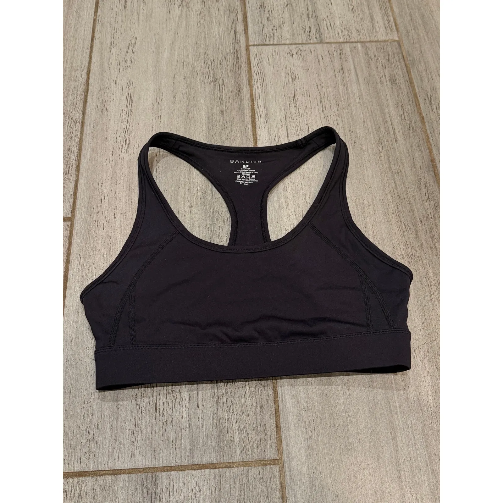 Bandier Center Stage Sports Bra Womens S Black Racerback Pullover Athleisure Gym - Image 4