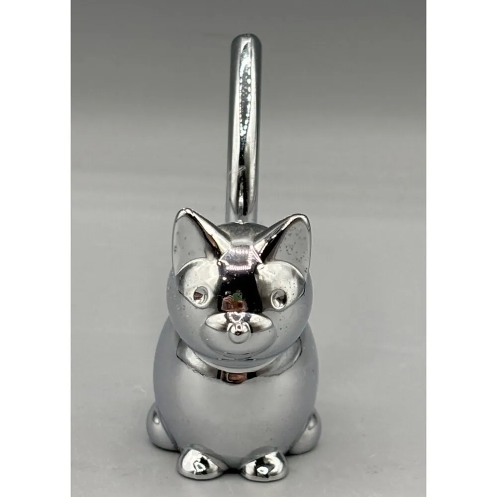 Silver Chrome Cat‎ Ring Holder Jewelry Organizer Figurine - Image 2