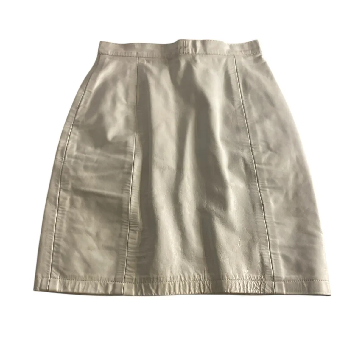 Vintage Genuine Leather Mini Skirt Cream Wilsons Suede & Leather 8 - Image 2