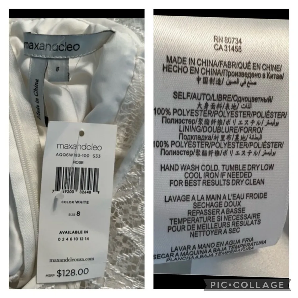 Max and Cleo Dress White Lace 8 Tiered Skirt Illusion  Neck NWT - Image 16