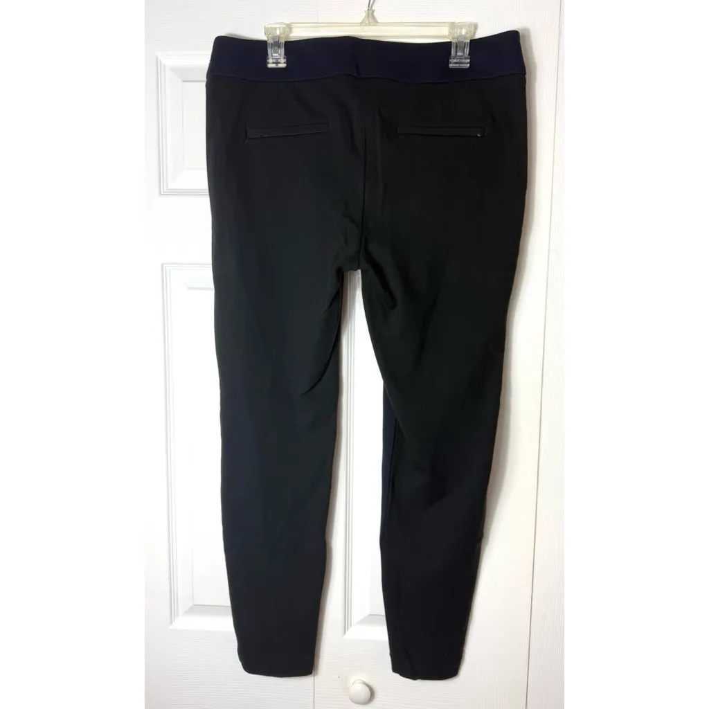 LOFT Black Slim Ankle Dress Pants Navy Front Panel Split Color Block Size 14 - Image 4
