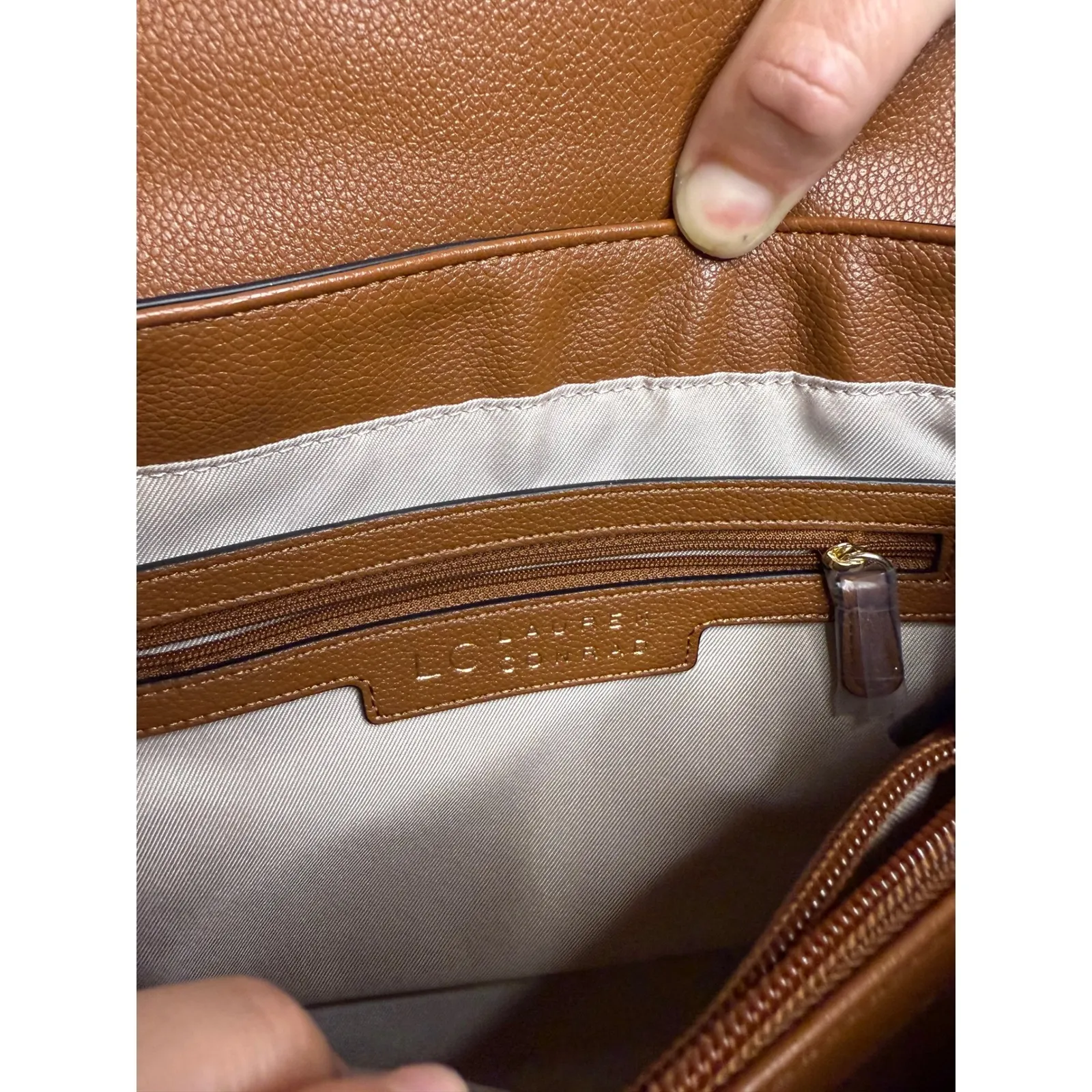 LC Lauren Conrad Brown Satchel Crossbody Convertible Shoulder Bag Purse - Image 5