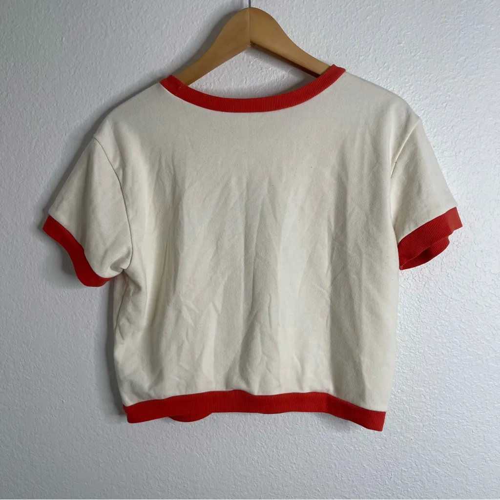 Daily Practice‎ Anthropologie Crew Neck Short Sleeve Tee La Piscine Swim Club Red - Image 4