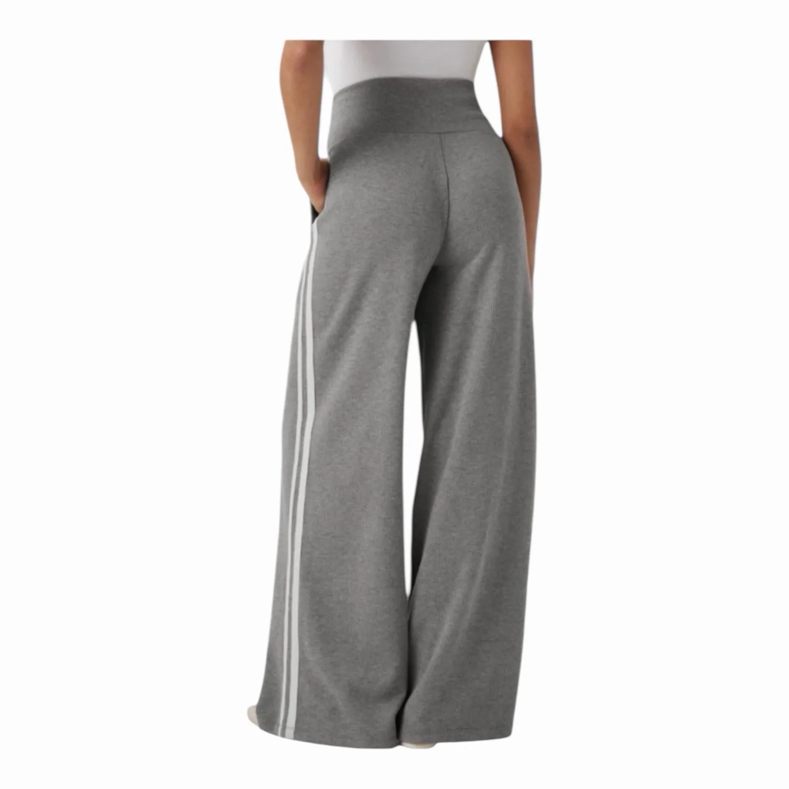 Halara Ribbed High Waisted Tummy Control Wide Leg Sweatpants Gray Small NWOT - Image 2
