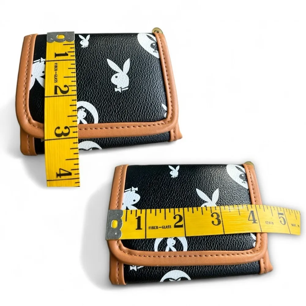 Vintage Y2K Black White Vegan Leather Limited Monogram Wallet Purse Set - Image 14