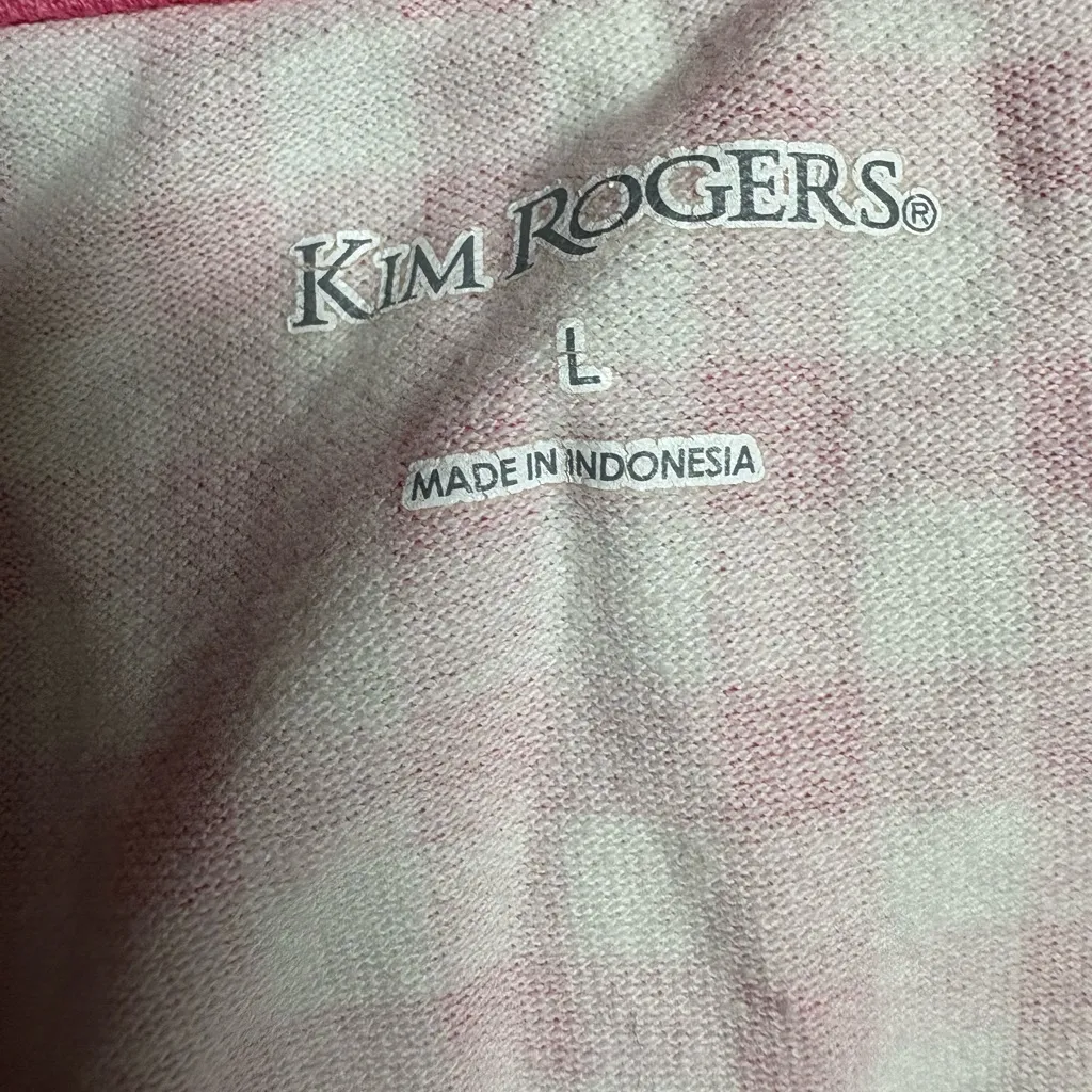 Kim Rogers Pink Gingham Sleeveless Button Blouse Picnic Cottagecore Preppy Large - Image 3