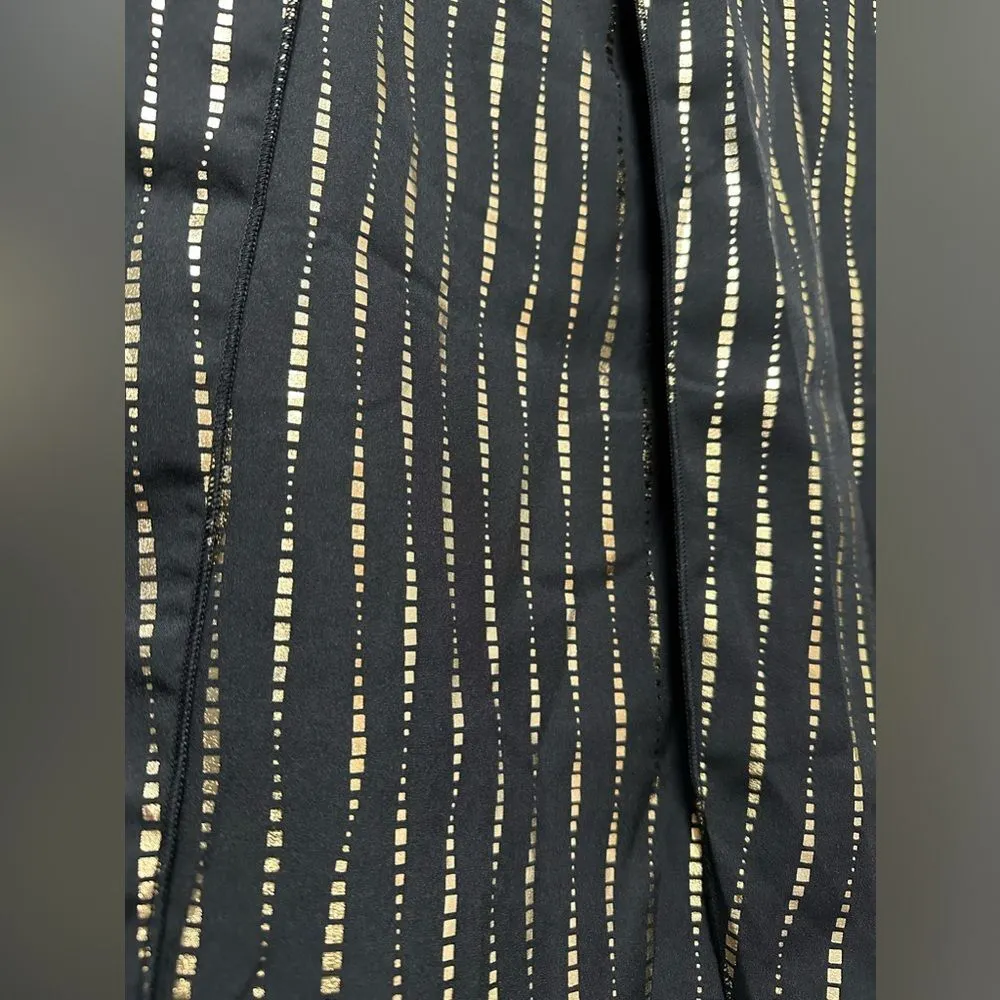 Woman’s SHEIN Hi-Low Tank Blouse Black Gold Stripe (392) - Image 2