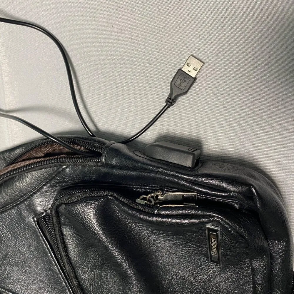 USB Charging Sling Backpack Purse Adjustable Strap Multiple Zipper Pockets Black - Image 4