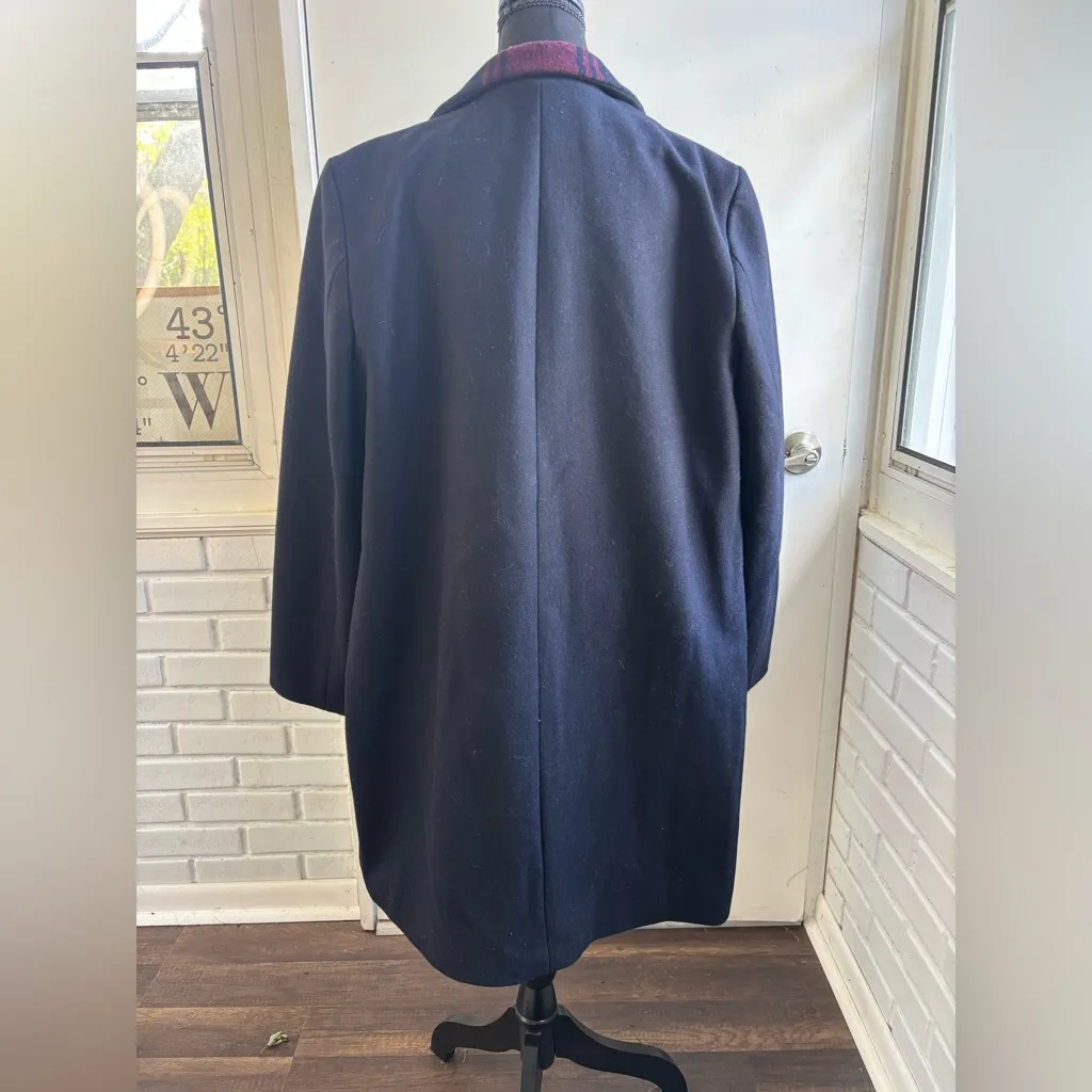 Gap Buffalo Plaid‎ Wool Blend Long Pea Coat XL winter Preppy snow layered - Image 9