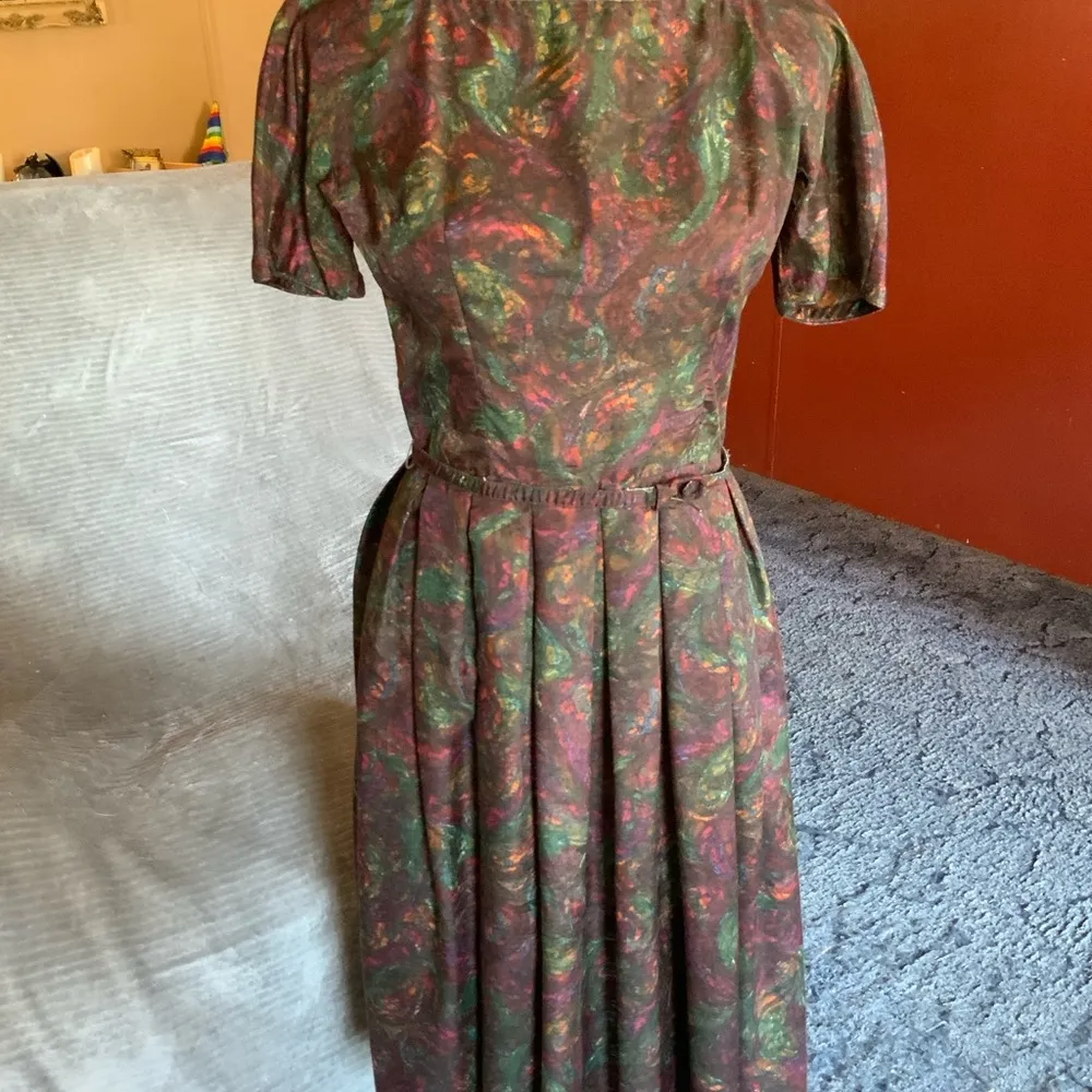 Vintage L’Aiglon day/tea dress circa 1950s w/matching jacket, belt Petite XS/S. Red Size undefined - Image 2