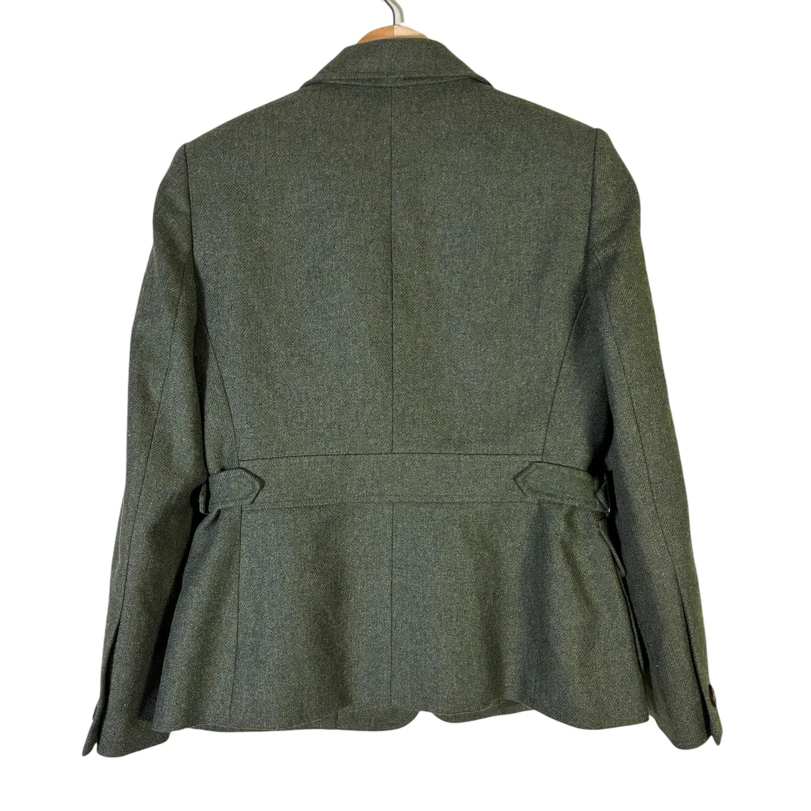 Anne Klein Wool Utility Blazer Jacket Womens 8P Green Old Money Quiet Luxury - Image 5