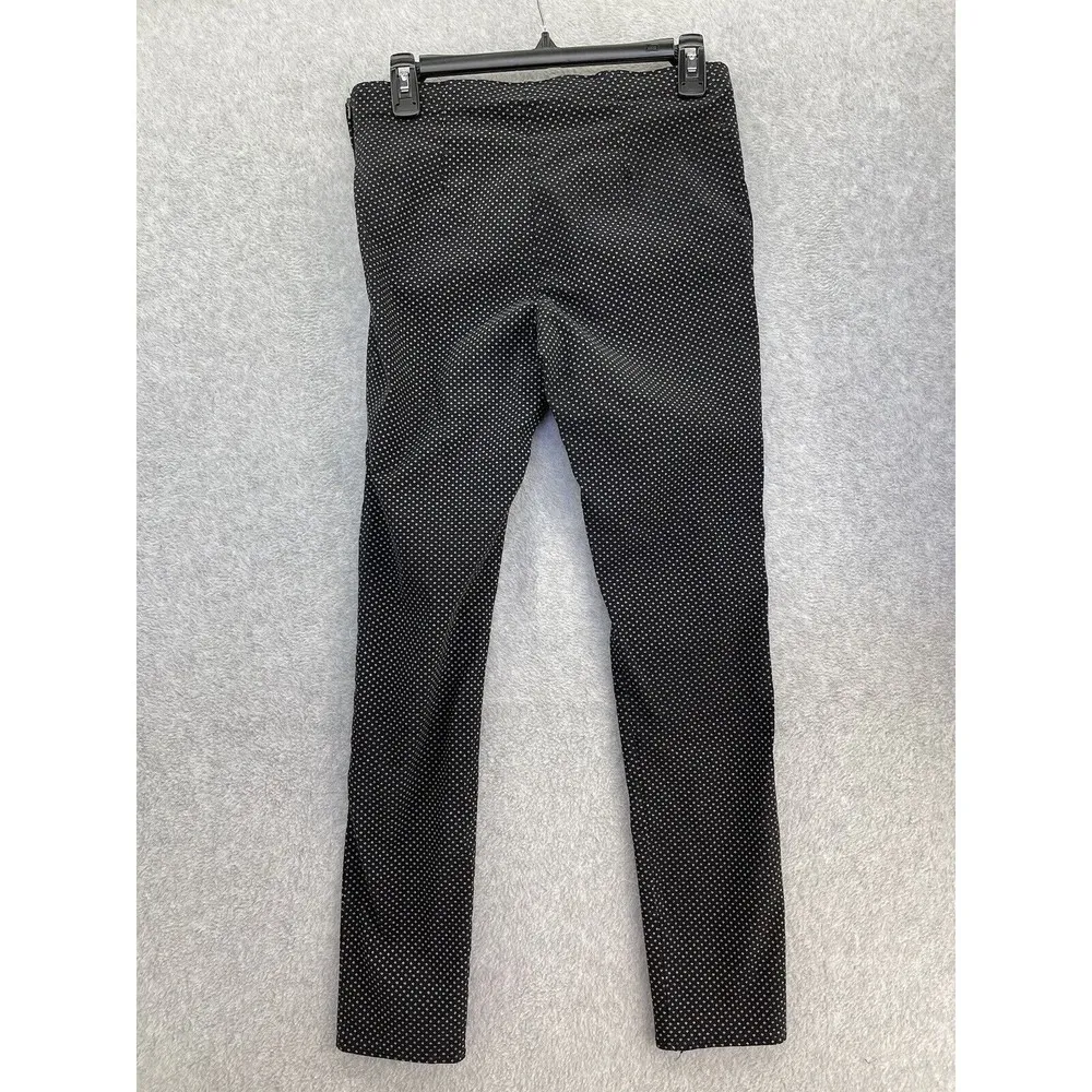 Primark Women's Micro Dotted Pants Black Size 8 Side Zip Straight Slim - Image 2