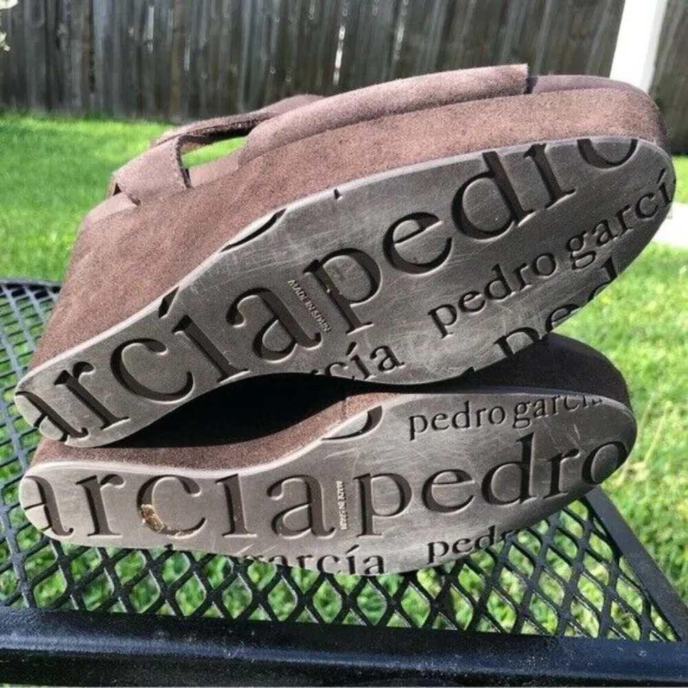 EUC Pedro Garcia Suede Platform Wedge 4” heel Sandals Shoes - Image 6