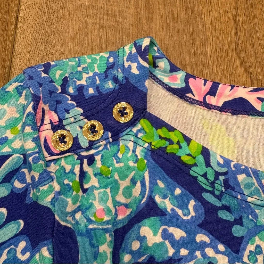 🌟LILY PULITZER🌟 TROPICAL PRINT BOAT NECK 3/4 SLEEVE KNIT A-LINE DRESS BLUE XL - Image 4