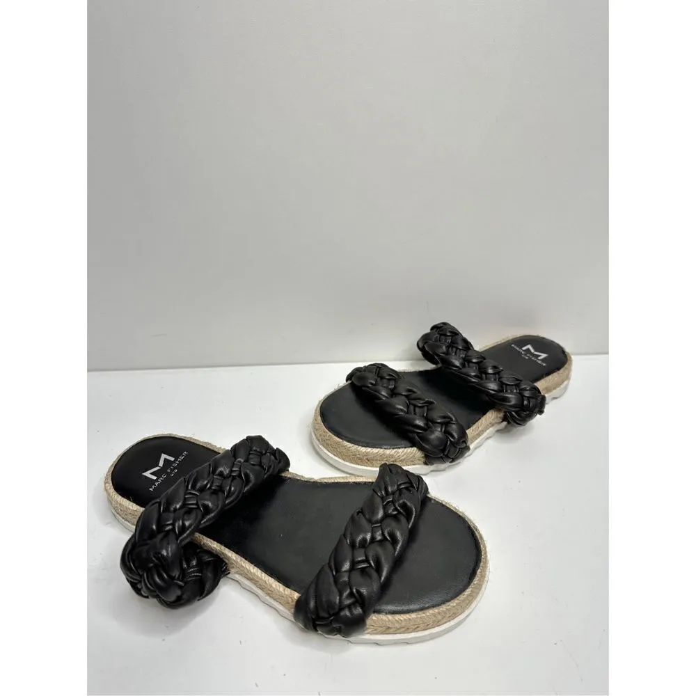 Marc Fisher Sandals Womens Size 5 Black Leather Jaimee Espadrille Slide Shoes - Image 7
