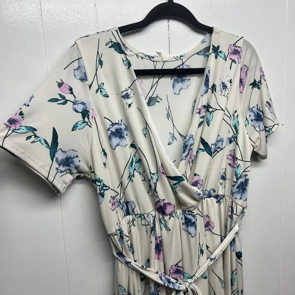 Pink Blush Faux Wrap Short Sleeve Women's Maxi Floral Dress Size L/XL Size L - Image 6