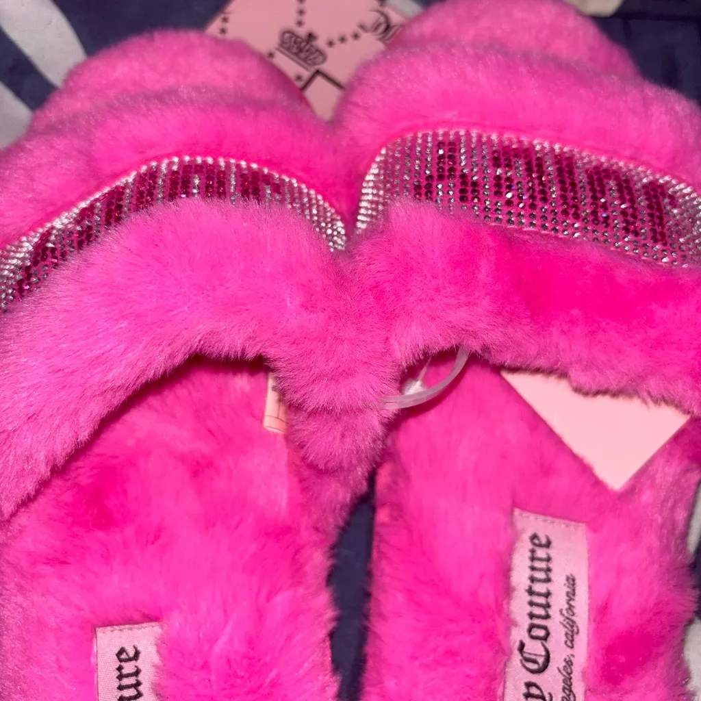 Juicy Couture Pink Furry Slides - Image 3