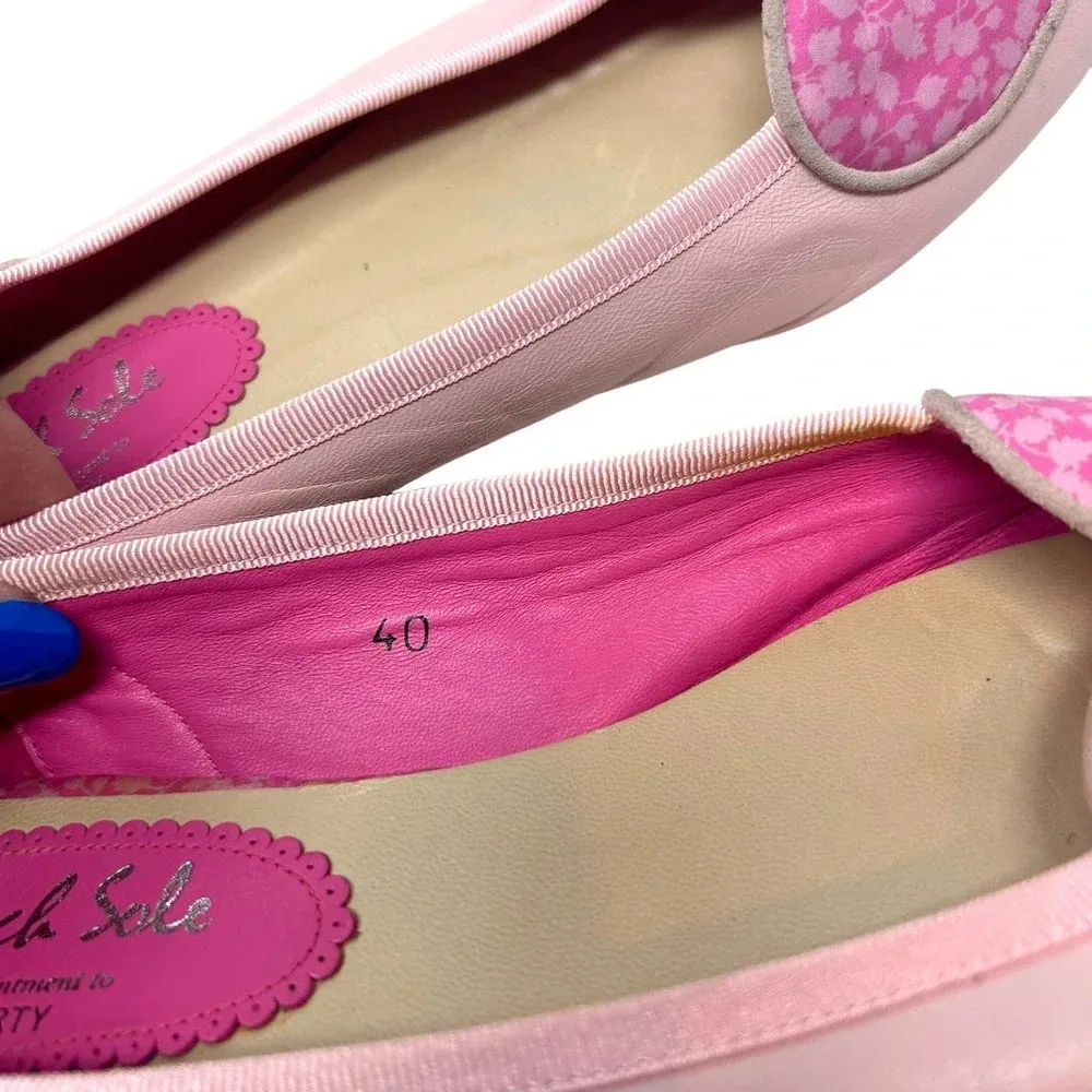 French Sole for Liberty Of London Love Heart Pink Leather Flats Size‎ 40 9.5 - Image 7