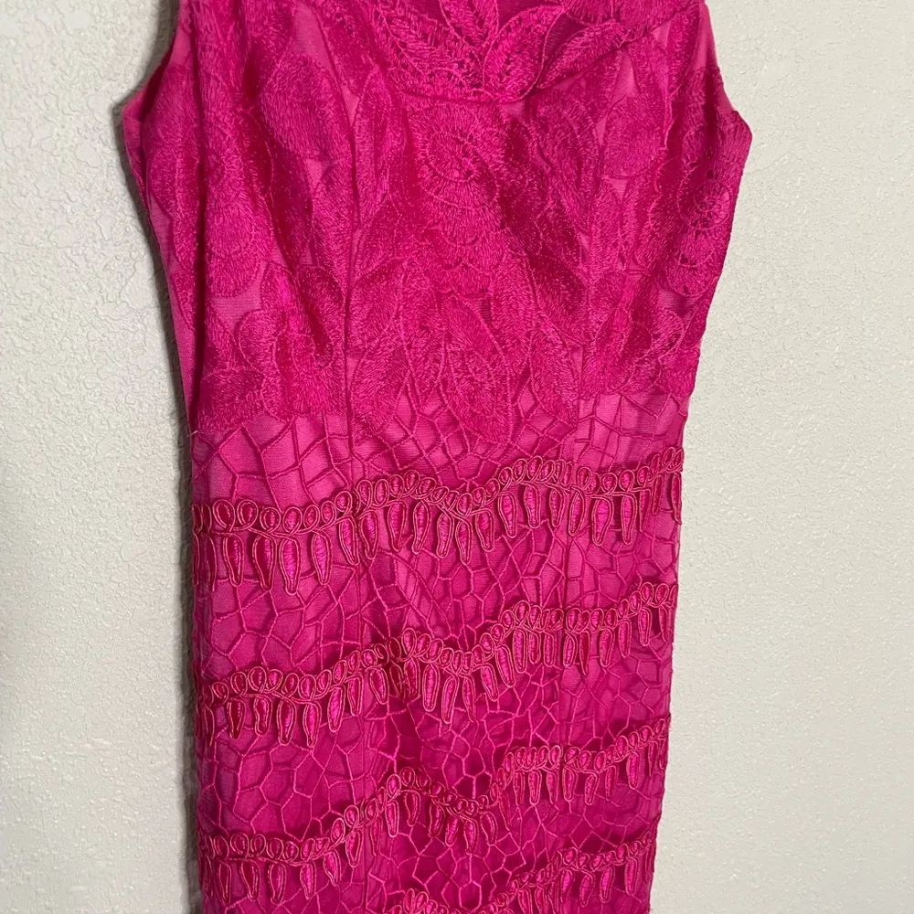 Sue Wong Hot Pink Lace Cocktail Dress 2 - Image 8