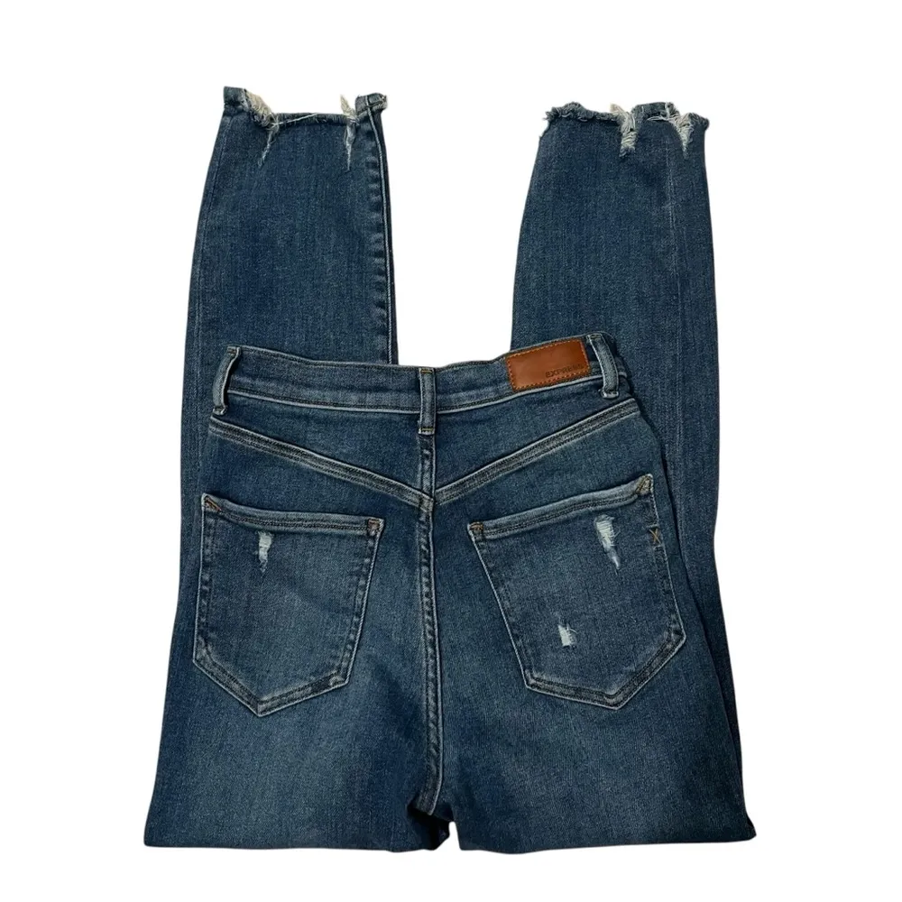 Express Slim Ankle Super High Rise Distressed Chewed Hem Jeans, Sz 2 - Image 10